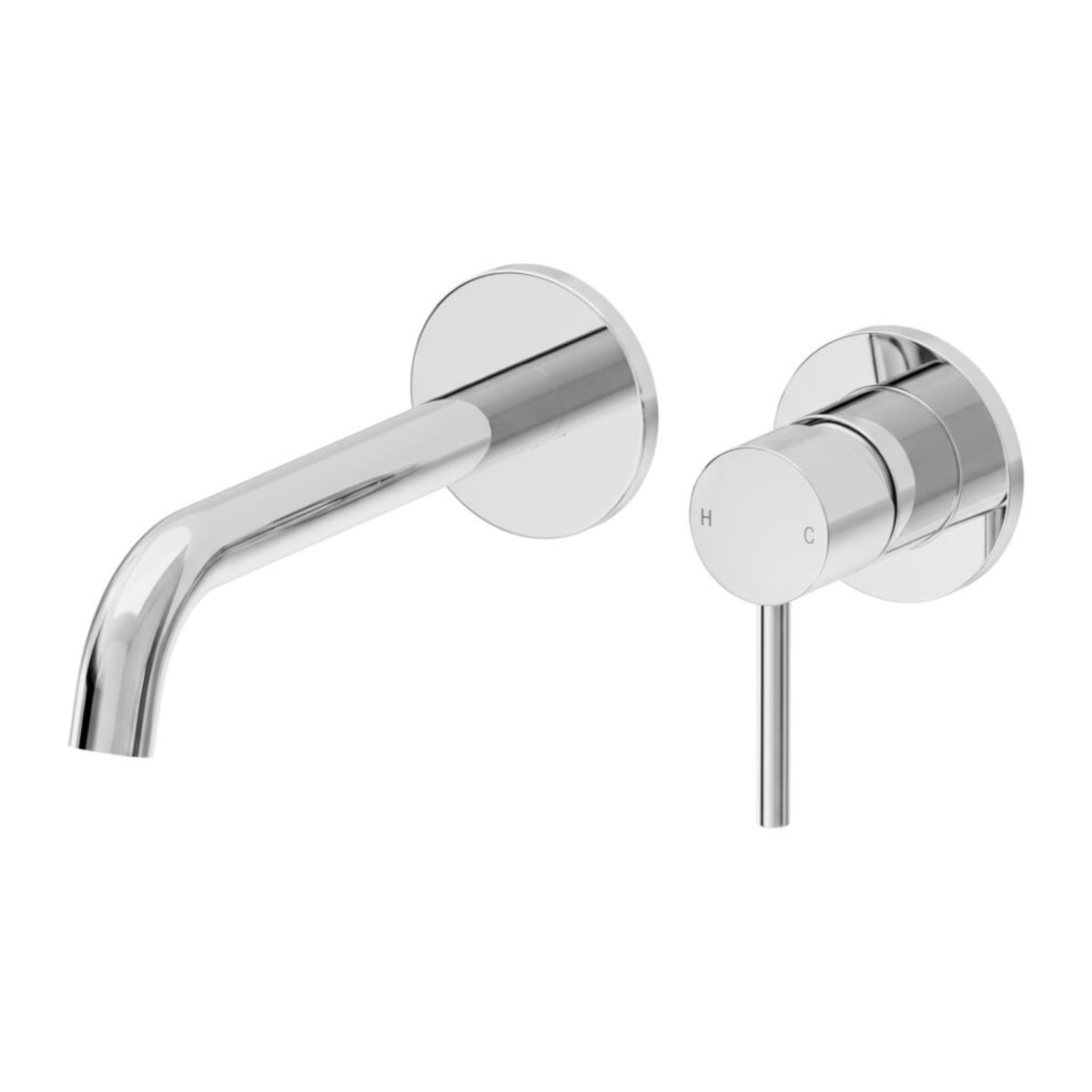 Mizu Drift wall basin and bath mixer with spout in chrome